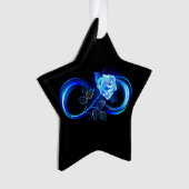 Leuchtende Unendlichkeit mit blauer Rose Ornament (Vorderseite)