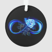 Leuchtende Unendlichkeit mit blauer Rose Ornament (Rückseite)
