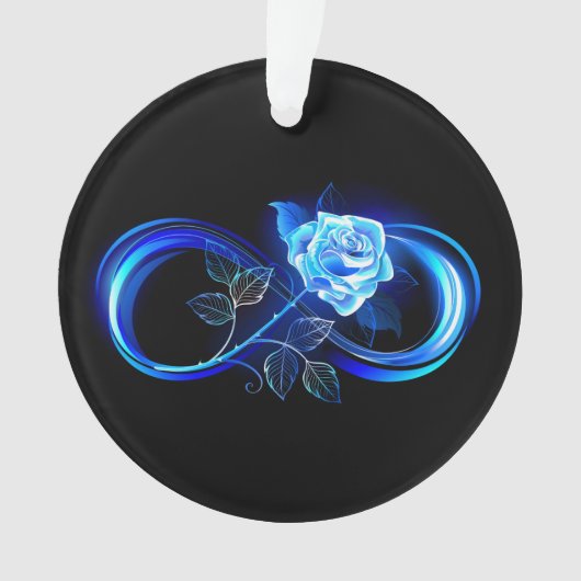 Leuchtende Unendlichkeit mit blauer Rose Ornament (Vorderseite)