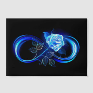 Leuchtende Unendlichkeit mit blauer Rose Pergament Einladungen