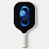 Leuchtende Unendlichkeit mit blauer Rose Pickleball Schläger (Rückseite)
