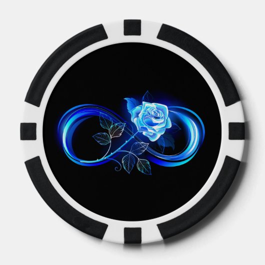 Leuchtende Unendlichkeit mit blauer Rose Pokerchips (Vorderseite)