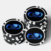 Leuchtende Unendlichkeit mit blauer Rose Pokerchips (Stapel)