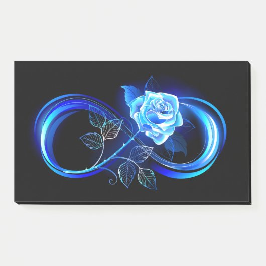 Leuchtende Unendlichkeit mit blauer Rose Post-it Klebezettel (Vorderseite)