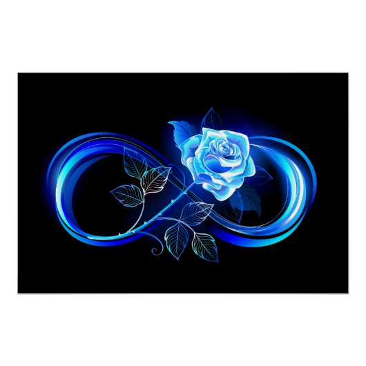 Leuchtende Unendlichkeit mit blauer Rose Poster (Vorderseite)