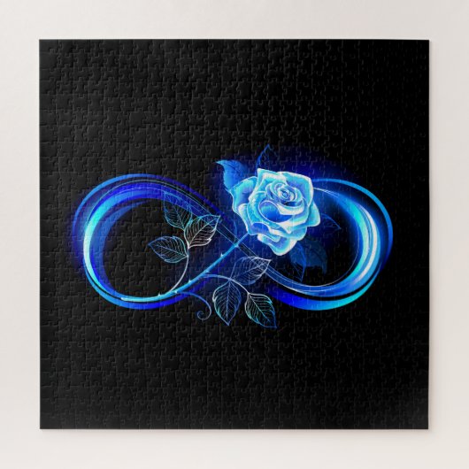 Leuchtende Unendlichkeit mit blauer Rose Puzzle (Vertikal)
