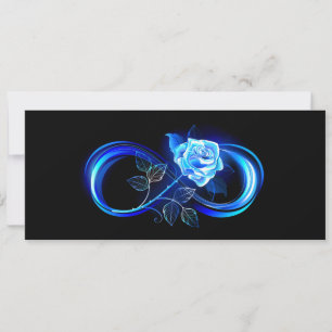 Leuchtende Unendlichkeit mit blauer Rose Save The Date