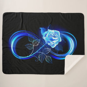 Leuchtende Unendlichkeit mit blauer Rose Sherpadecke