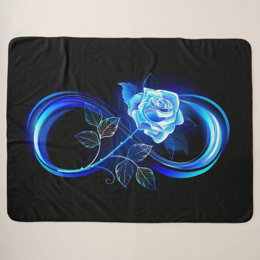Leuchtende Unendlichkeit mit blauer Rose Sherpadecke (Vorderseite (Horizontal))