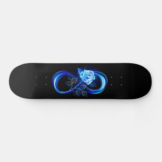 Leuchtende Unendlichkeit mit blauer Rose Skateboard (Horizontal)