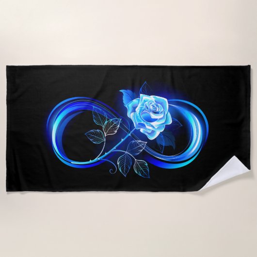 Leuchtende Unendlichkeit mit blauer Rose Strandtuch (Vorderseite)