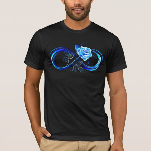 Leuchtende Unendlichkeit mit blauer Rose T-Shirt (Vorderseite)