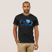 Leuchtende Unendlichkeit mit blauer Rose T-Shirt (Vorne ganz)