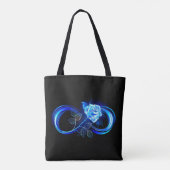 Leuchtende Unendlichkeit mit blauer Rose Tasche (Rückseite)