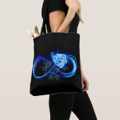 Leuchtende Unendlichkeit mit blauer Rose Tasche (Von Nahem)