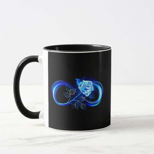 Leuchtende Unendlichkeit mit blauer Rose Tasse (Links)