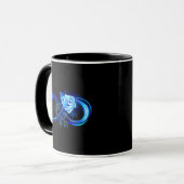 Leuchtende Unendlichkeit mit blauer Rose Tasse (Vorderseite Links)