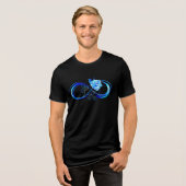 Leuchtende Unendlichkeit mit blauer Rose Tri-Blend Shirt (Vorderseite voll)