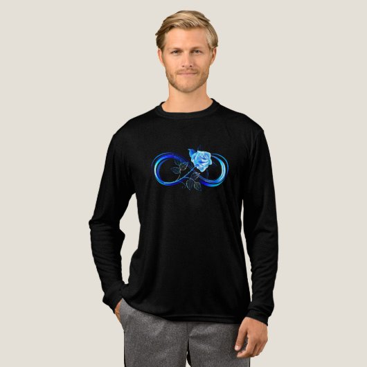 Leuchtende Unendlichkeit mit blauer Rose Tri-Blend Shirt (Volle Vorderseite)