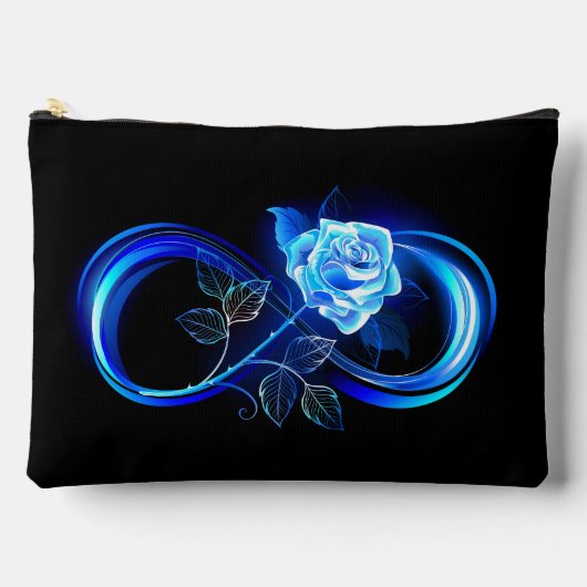 Leuchtende Unendlichkeit mit blauer Rose Zubehörtasche (Vorderseite)