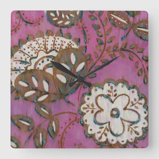 Leuchtende Verzierung I Quadratische Wanduhr (Vorderseite)