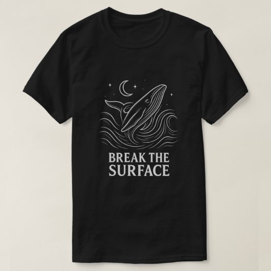 Leuchtende Wal-Linienkunst Ozean Kraft T-Shirt (Design vorne)