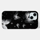 Leuchtende weiße Schmetterlinge Schwarzes iPhone-C Case-Mate iPhone Hülle (Rückseite (Horizontal))