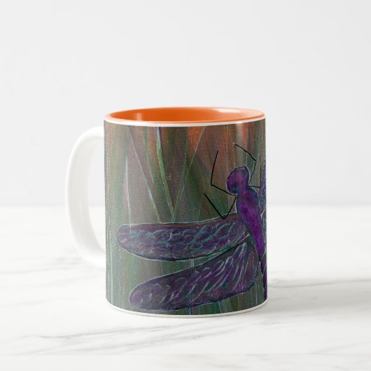 Leuchtende Wind-Libelle Zweifarbige Tasse (Vorderseite Links)