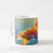 Leuchtender Ara auf einem Ast sitzend. Kaffeetasse (Vorderseite Links)