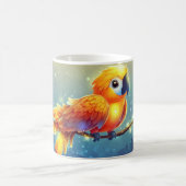 Leuchtender Ara auf einem Ast sitzend. Kaffeetasse (Mittel)