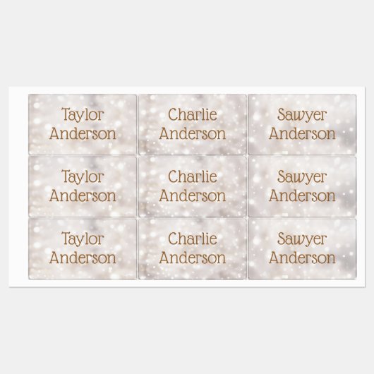 Leuchtender ätherischer Buke wasserfester Name Etiketten (Blatt)