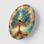 Leuchtender Baum des Lebens Runde Wanduhr (Winkel)