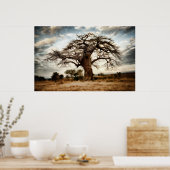 Leuchtender Baum und Himmel am Winter Prairie Poster (Küche)
