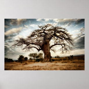 Leuchtender Baum und Himmel am Winter Prairie Poster