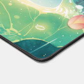 Leuchtender blauer Axolotl Regennacht Lotos-Teich Schreibtischunterlage (Ecke)