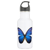 Leuchtender blauer Schmetterling Trinkflasche (Vorderseite)