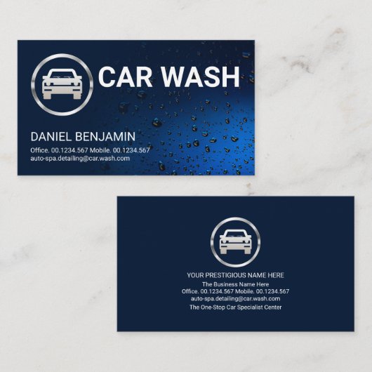 Leuchtender blauer Wassertropfen Auto Autoabfall Visitenkarte (Vorne/Hinten)