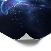 Leuchtender Blauwal Kosmische Tiefen Kunst Poster (Ecke)