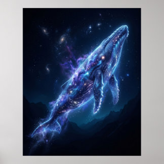 Leuchtender Blauwal Kosmische Tiefen Kunst Poster