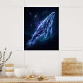 Leuchtender Blauwal Kosmische Tiefen Kunst Poster (Küche)