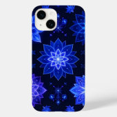 Leuchtender Blue Lila Floral iPhone Case (Rückseite)