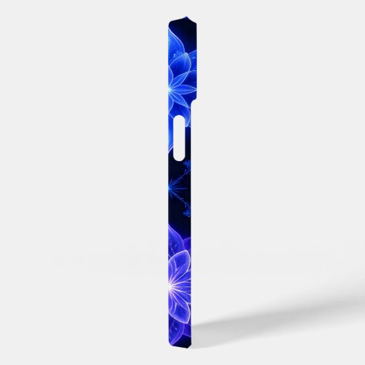 Leuchtender Blue Lila Floral iPhone Case (Rückseite / Rechts)