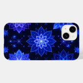 Leuchtender Blue Lila Floral iPhone Case (Rückseite (Horizontal))