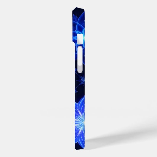 Leuchtender Blue Lila Floral iPhone Case (Rückseite / Links)