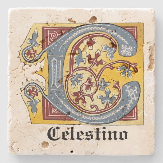 Leuchtender Brief C Steinuntersetzer (Vorderseite)