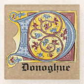 Leuchtender Brief D Glasuntersetzer (Vorderseite)