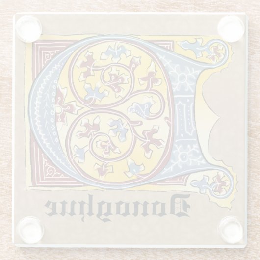 Leuchtender Brief D Glasuntersetzer (Rückseite)