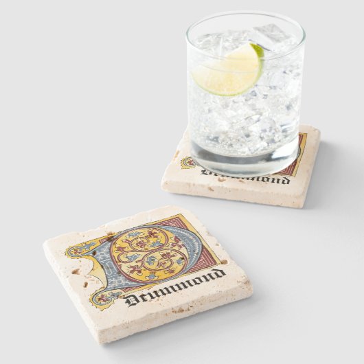 Leuchtender Brief D Steinuntersetzer (Seitenansicht)