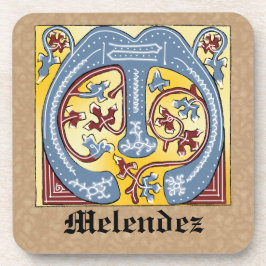 Leuchtender Brief des blauen und roten Lichts im M Getränkeuntersetzer