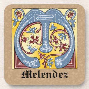 Leuchtender Brief des blauen und roten Lichts im M Getränkeuntersetzer